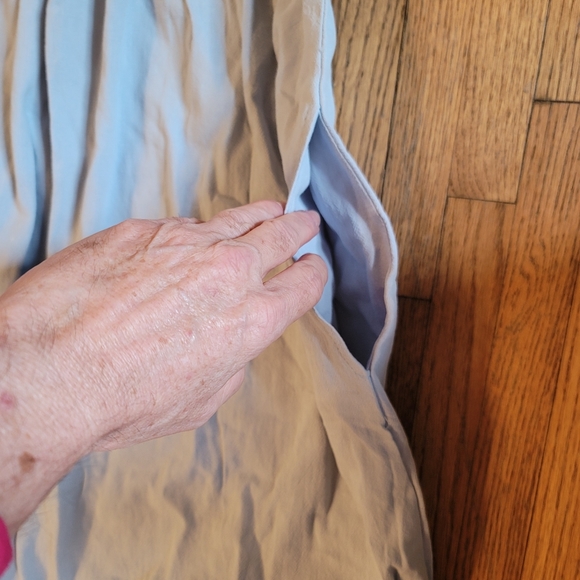 NWT Powder blue linen like feel maxi dress short sleeve pockets high neck - Picture 4 of 4